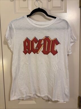 AC/DC White Kids Tee with Red Graphic Logo
